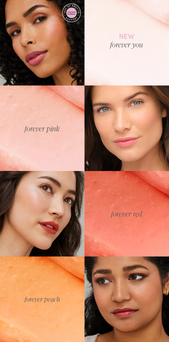 Na-zdjeciu-zaprezentowano-cztery-odcienie-produktow-z-kolekcji-Just-Kissed-Lip-and-Cheek-Stain-marki-Jane-Iredale,-wraz-z-wizerunkami-modelek-prezentujacych-kazdy-z-nich.-Kazdy-produkt-laczy-wlasciwosci-pielegnacy.webp